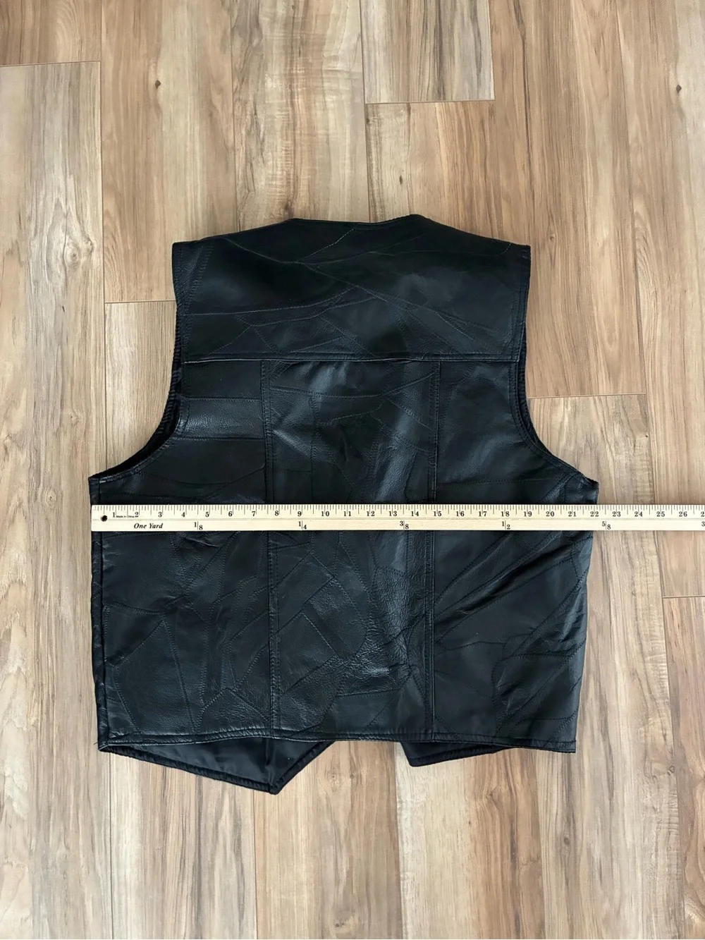 Italian Stone Design Genuine Leather Black Men's Vest Button Front Biker